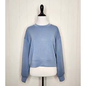 Lululemon Soft Denim Blue Perfectly Oversized Cropped Crew Pullover Sweatshirt